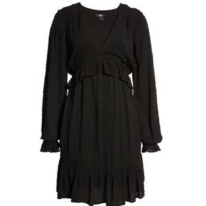 Paige Odelise Clip Dot V-Neck Long Sleeve Black Dress - Size Medium, NWT